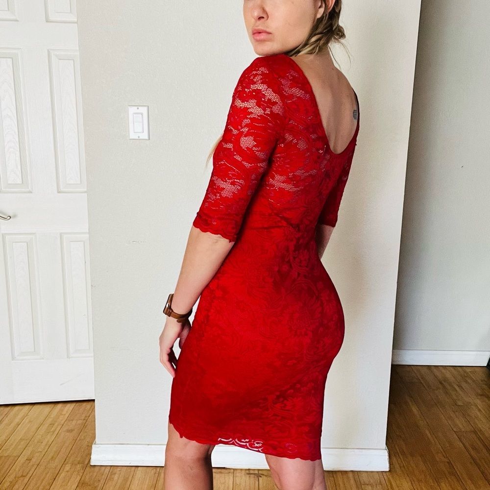 Nordstrom Lace dress knee length - cameo - Picture 4 of 8